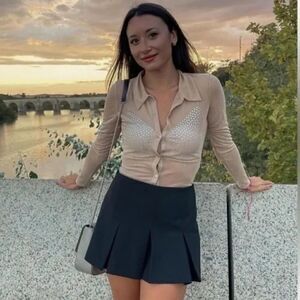 ZARA RHINESTONE TULLE SHIRT